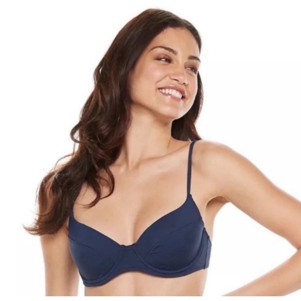 NWT WeWoreWhat Lydia Bikini Top Underwire Navy
